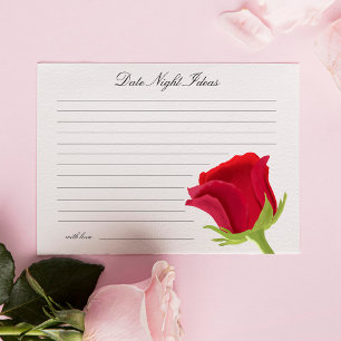 Elegant Red Rose Bridal Shower Date Night Ideas Enclosure Card