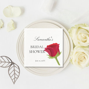 Elegant Red Rose Bridal Shower Napkin