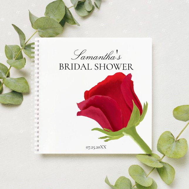 Elegant Red Rose Bridal Shower  Notebook (Creator Uploaded)