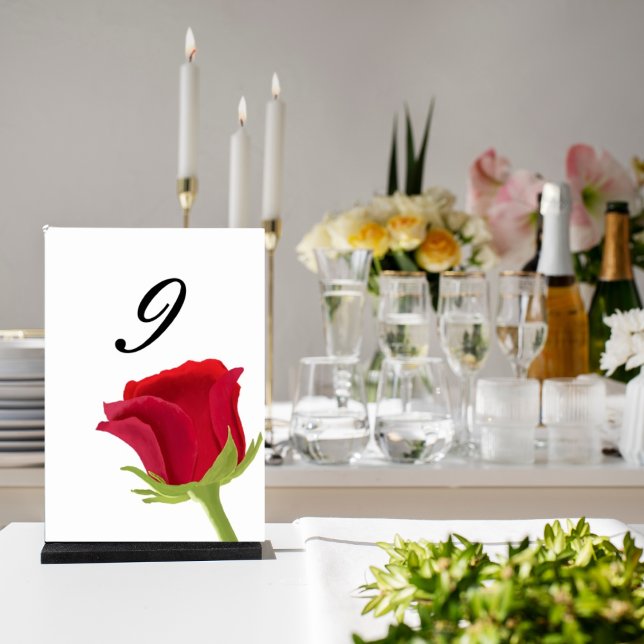 Elegant Red Rose Bridal Shower Table Number (Creator Uploaded)