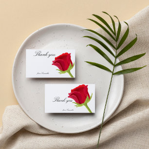 Elegant Red Rose Bridal Shower Thank You Card