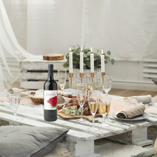 Elegant red rose Bridal Shower Wine Label