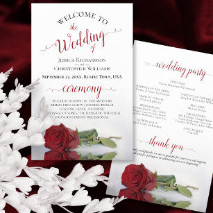 Elegant Red Rose Budget Wedding Program