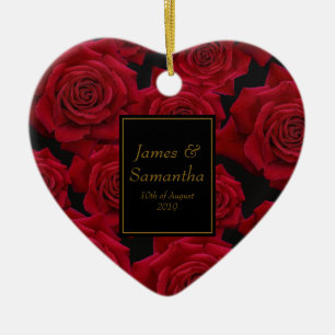 Elegant Red Rose - Ceramic Ornament