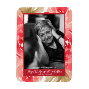 Elegant Red Rose Floral In Loving Memory Funeral Magnet