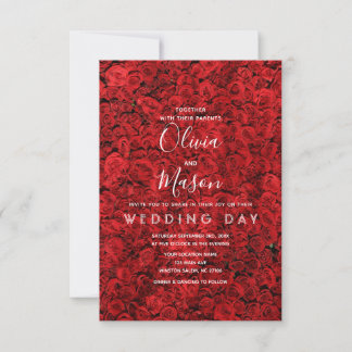 Elegant Red Rose Floral Wedding Invitation