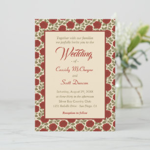 Elegant Red Rose Floral Wedding Invitation