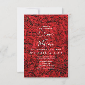 Elegant Red Rose Floral Wedding Invitation