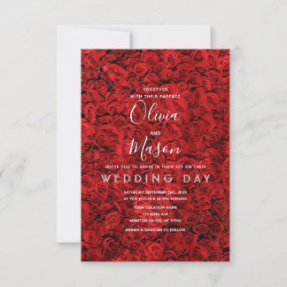 Elegant Red Rose Floral Wedding Invitation
