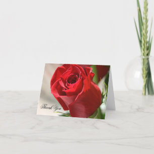 Elegant Red Rose Floral Wedding Thank You Card