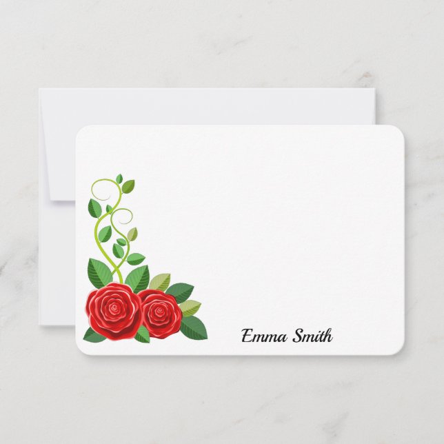 Elegant Red Rose Flower Card (Front)