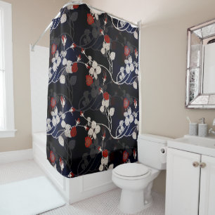 Elegant Red Rose Flower Shower Curtain
