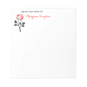 Elegant Red Rose From the Desk of Notepad