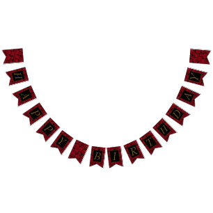 Elegant Red Rose  Happy Birthday Bunting