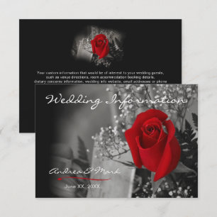 Elegant Red Rose Information Enclosure Card