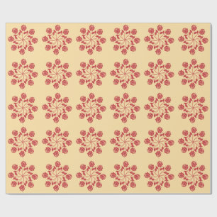 Elegant Red Rose Mandala Circular Floral Design Wrapping Paper
