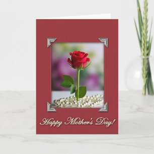 Elegant Red Rose Mothers Day Card