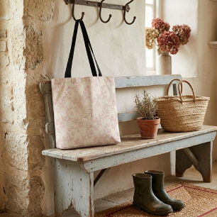 Elegant Red Rose Paper Chintz Monogram Tote Bag