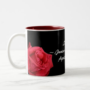 Elegant Red Rose Personalised Junior Bridesmaid Two-Tone Coffee Mug