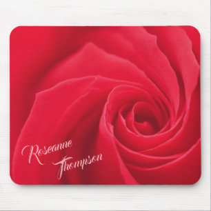 Elegant Red Rose Personalised Mouse Pad