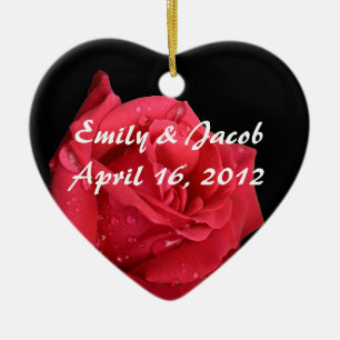 Elegant Red Rose Personalised Ornaments