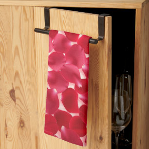 Elegant Red Rose Petals Romantic Kitchen Towel