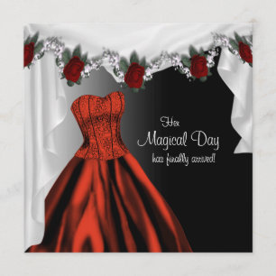 Elegant Red Rose Quinceanera Invitations