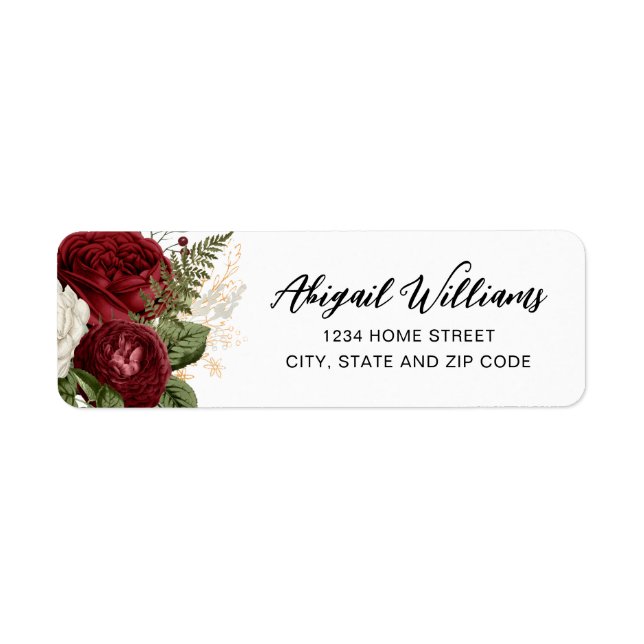 Elegant Red Rose Return Address Label (Front)