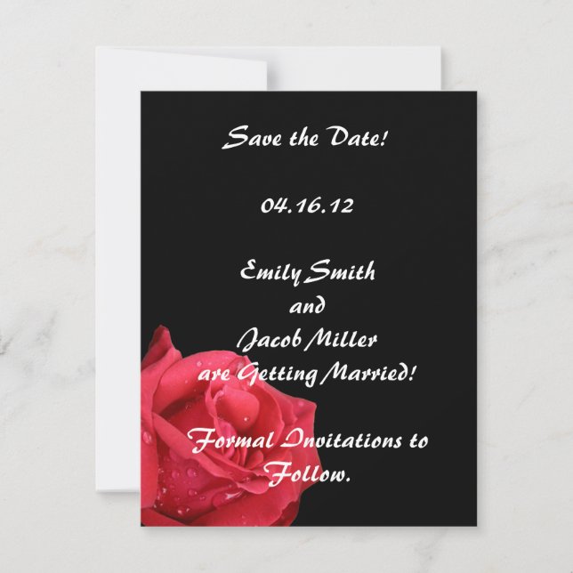 Elegant Red Rose Save the Date Cards (Front)