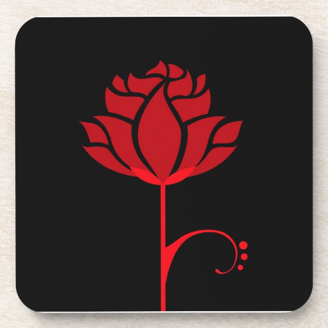 Elegant Red Rose Set of 6 Coasters (Front)
