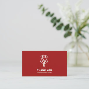 Elegant Red Rose Thank You Business Card