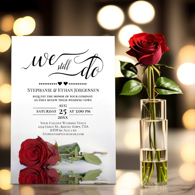 Elegant Red Rose We Still Do Wedding Vow Renewal Invitation (Creator Uploaded)