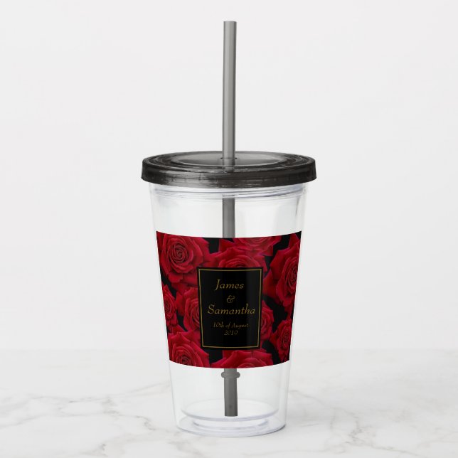 Elegant Red Rose - Wedding Acrylic Tumbler (Front)