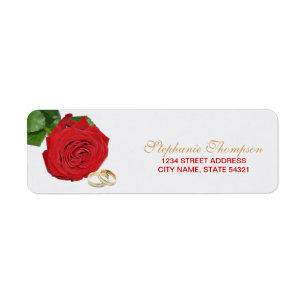 Elegant Red Rose Wedding Address Label Return Address Label