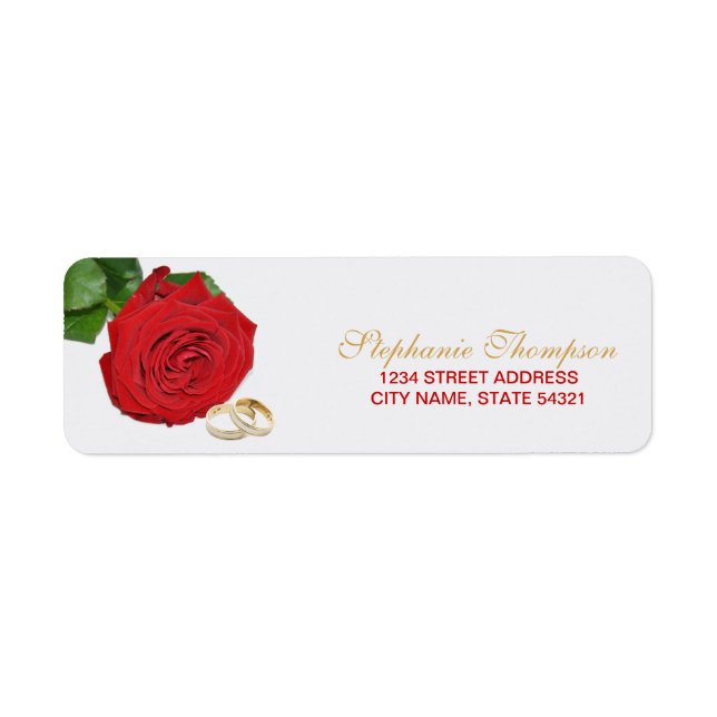 Elegant Red Rose Wedding Address Label Return Address Label (Front)