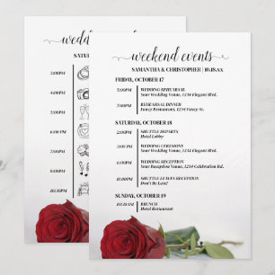 Elegant Red Rose Wedding Events & Timeline Program