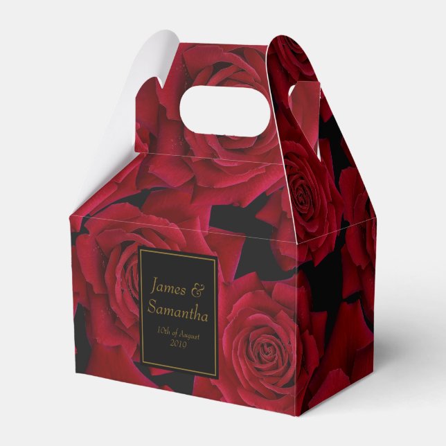 Elegant Red Rose - Wedding Favour Box (Front Side)
