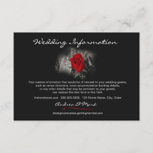 Elegant Red Rose Wedding Info Enclosure Card