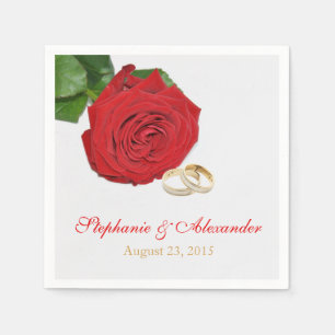 Elegant Red Rose Wedding Paper Napkins