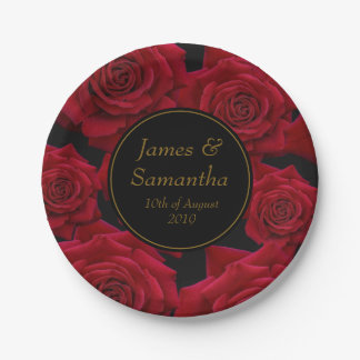 Elegant Red Rose - Wedding Paper Plate