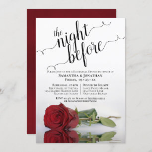 Elegant Red Rose Wedding Rehearsal & Dinner Invitation