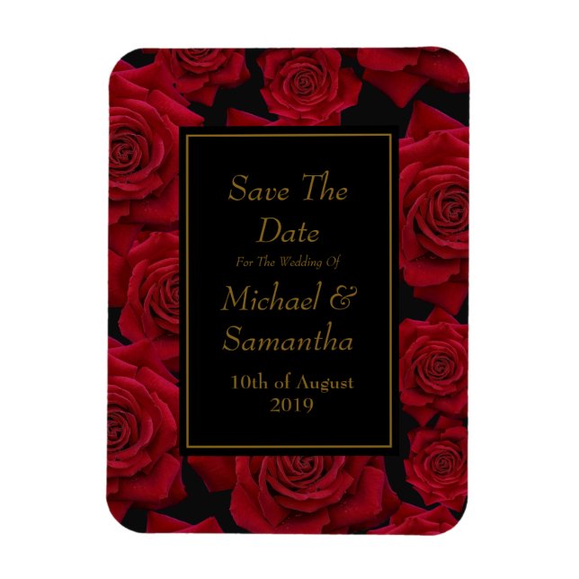 Elegant Red Rose - Wedding Save The Date Magnet (Vertical)