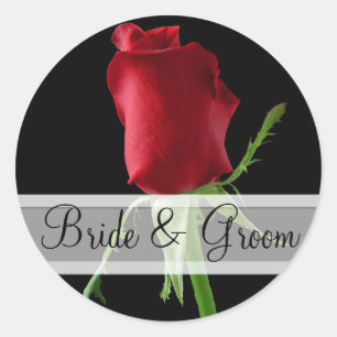 Elegant Red Rose Wedding Stickers