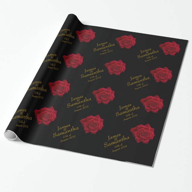 Elegant Red Rose - Wedding Wrapping Paper (Unrolled)