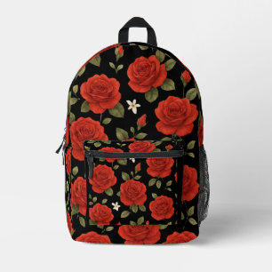 Elegant Red Rose & White Jasmine Watercolor Floral Printed Backpack
