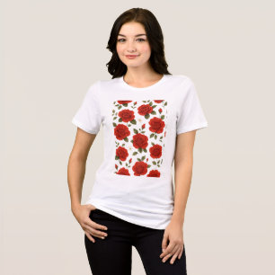 Elegant Red Rose & White Jasmine Watercolor Floral Tri-Blend Shirt