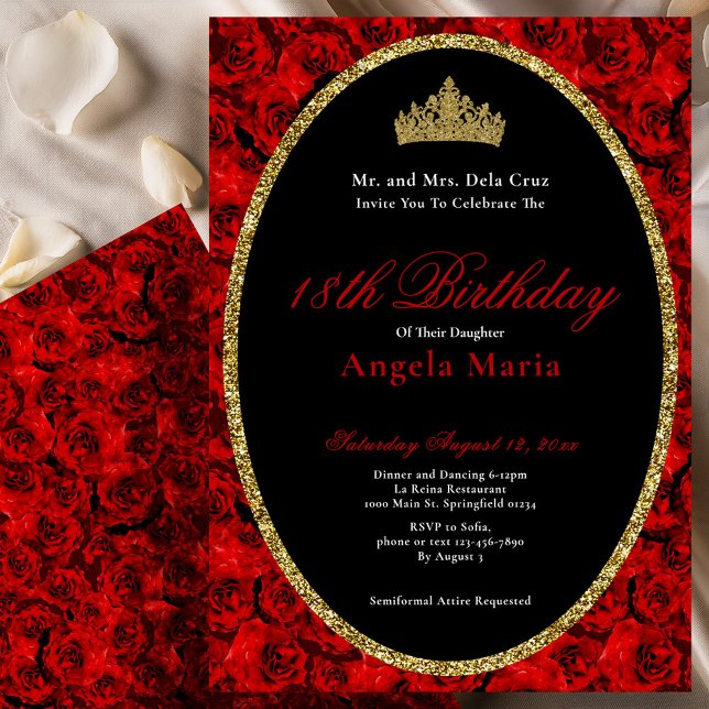 Elegant Red Roses 18th Birthday Debut Invitation (Creator Uploaded)
