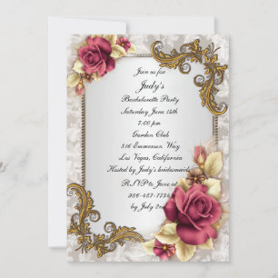 Elegant Red Roses Bachelorette Party Invitation