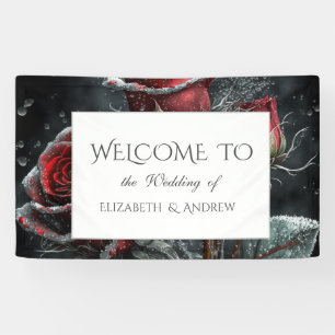 Elegant Red Roses Black Banner