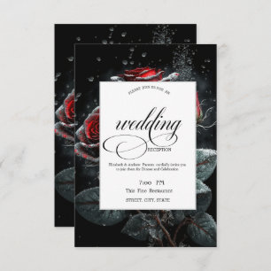 Elegant Red Roses Black Rehearsal Dinner Invitation